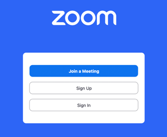 Inverted Zoom login screen with blue background.